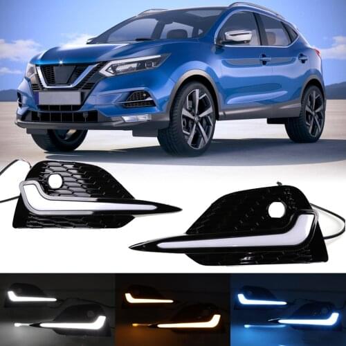 3 Color LED DRL for Nissan Qashqai / Rogue Sport 2019 2020 2021 Daytime Running Light with Dynamic Turn Signal + Blue Mode