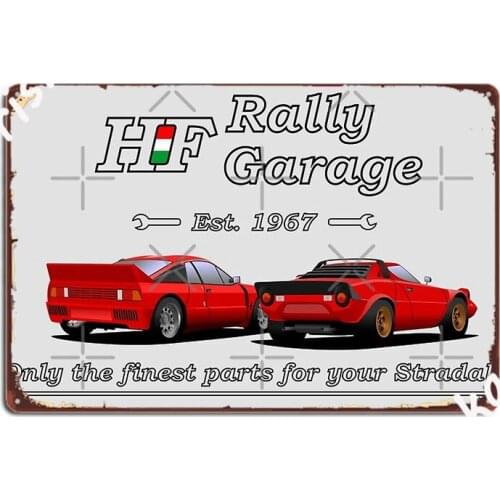 Hf Rally Garage Black Poster Metal Plaque Classic Wall Cave Painting Décor Cinema Tin Sign Posters