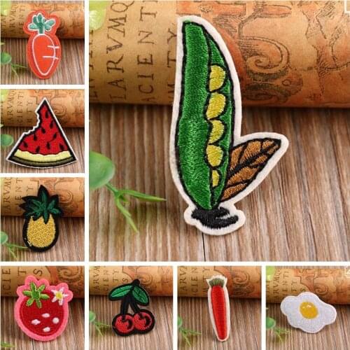 1PCS Exquisite food Fruit Strawberry Rainbow lemon Patches for Clothing Wind Diy Coat Hats Back Rubber star Embroidery Badges