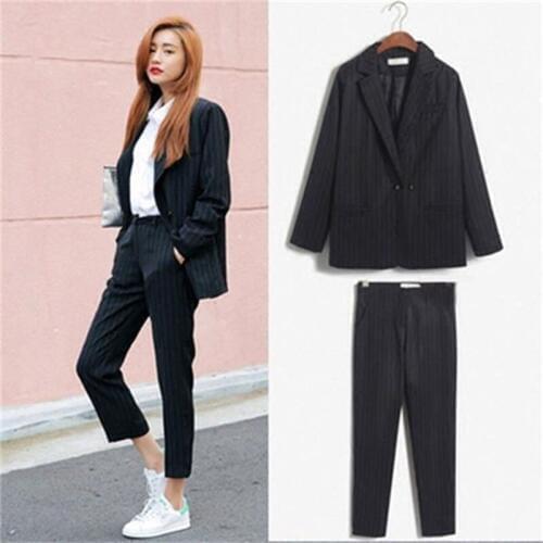 Suit female Spring and Autumn Europe and the United States OL suit career suits Ms. long-sleeved striped overalls casual suit