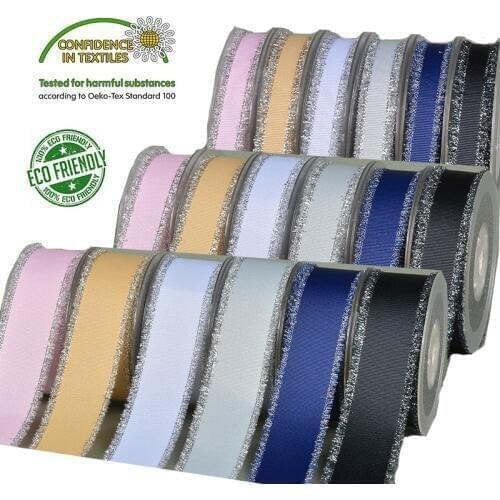 Grosgrain Ribbon Silver Purl Fringed Edge 5/8" 16 MM 1" 25 MM 1-1/2 Inch 38 MM Gift Wrapping Hair Bow
