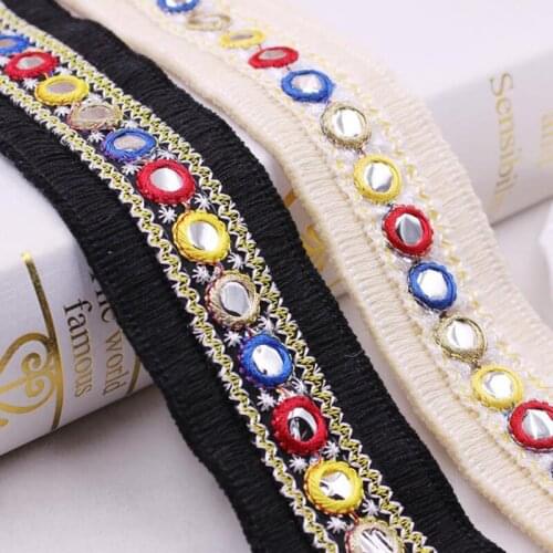 0.9M Cotton Ethnic Lace Ribbon with Tassel knitted Trim for garment clothes Decoration Fabric Trim DIY Sewing Curtain 1PC