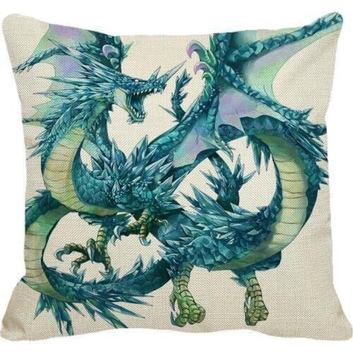 XUNYU Cartoon Dragon Pattern Linen Pillow Case Home Sofa Square Decorative Pillows Cover Animal Cushion Cover 45X45cm AC092
