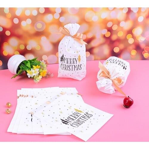 10pcs Christmas Tree Merry Christmas Gift Bags Snowflake Crisp Bag New Year Gift