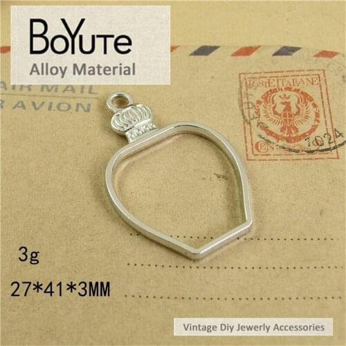 BoYuTe (50 Pieces/Lot) Vintage Alloy Jewelry Setting Accessories Charms Hollow Glue Blank Pendant Tray Bezel Charms Diy Handmade
