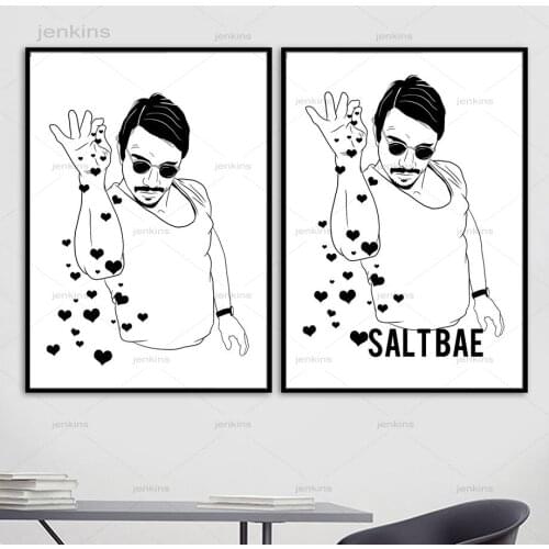 Nordic Minimalist Salt Bae Man Posters and Prints Wall Art Canvas Painting Black White Wall Pictures for Living Room Decoration