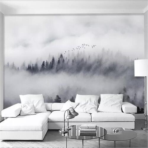 Custom wallpaper landscape cloud forest bird Nordic sofa background wall decoration - high-grade waterproof material