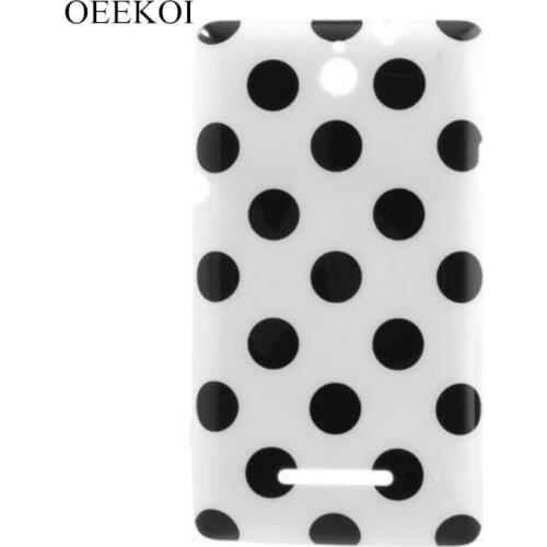 OEEKOI Polka Dots Soft TPU Gel Cover Phone Case for Sony Xperia E dual C1604 C1605 Free Shipping