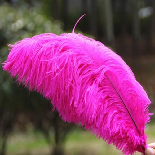 500pcs Hot Pink Dyed Hard Rod Ostrich drabs Feathers 35-40cm 14-16" Ostrich Feather For Wedding Centerpieces Carnival Christmas