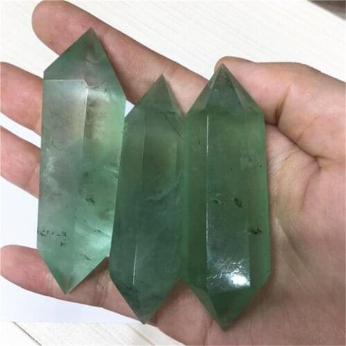 Natural Gemstone Green Fluorite Double Wand Point Crystal Stones For Decoration