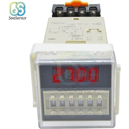 AC 220V DH48S-S Repeat Cycle Programmable Double Time Delay Relay Timer with Socket Base