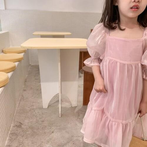 Pink sparkle dress Korean pink summer dress princess dress childrens wear toddler girl fall clothes 2021 princess dress