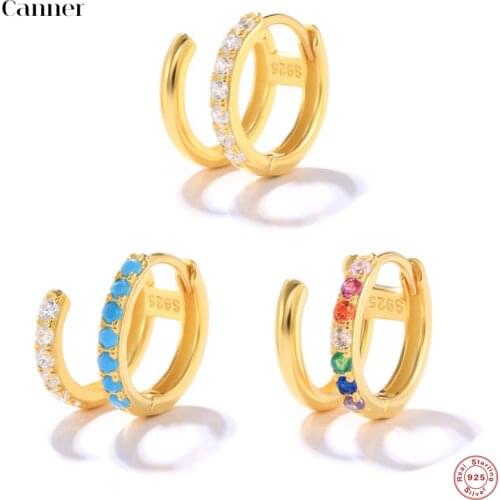 Canner 1pcs 925 Sterling Silver Earrings For Women Purple Color U-shaped Piercing Pendiente European Fine Jewelry 2021 Trend W5