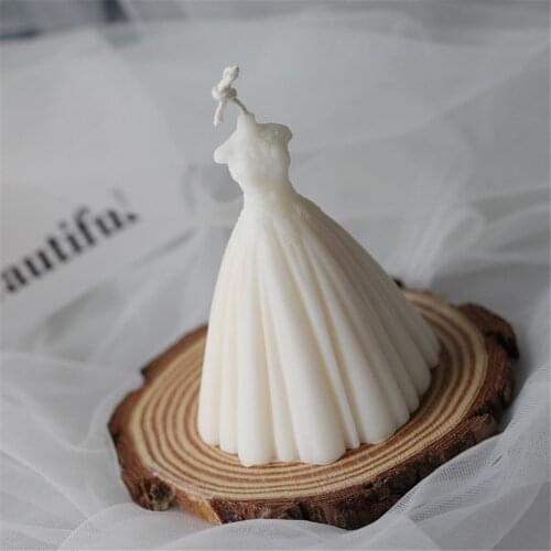 Princess Dress Skirt Candle Mould Silicone Handmade 3d Candle Soap Mould Diy Aromatherapy Plaster Wedding Handcraft Cake Baking