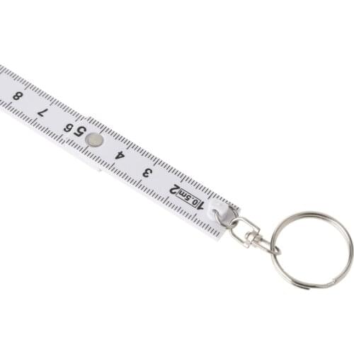 Folding Rule, Metric/Inch 2m/78" 50cm/19", Portable Key Chain Ruler, Carpenter Engineer Architect School Office-White