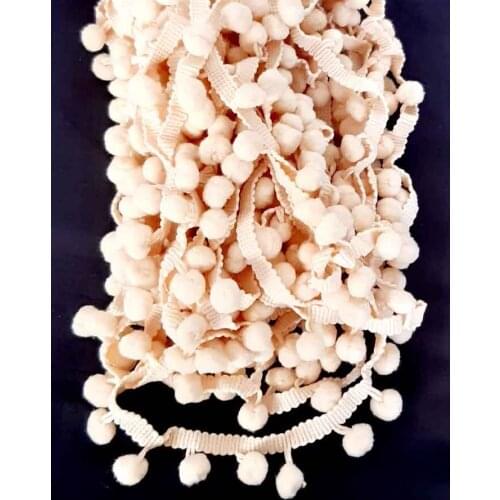 Beige color pompom ribbon ornament