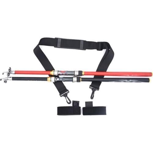 Outdoor Adjustable Fishing Rod Pole Carry Strap Fishing Rod Tackle Shoulder Strap Belt Sling Band Travel Tackle Shoulder Belt