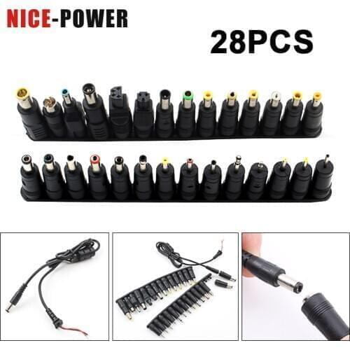 Universal AC DC Jack Charger Connector Plug for Laptop /Notebook AC DC Power Adapter with Cable 1 Set /28pcs