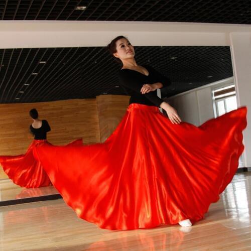 Long Style Women Spanish Flamenco Skirt Costumes Stage Wear Ballroom Belly Dance Performance Dress 360-720 Degree Skirt DL2877