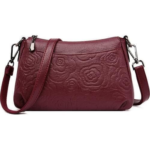 Women Soft Leather Handbags Zipper High Quality Flowers Crossbody Bag for Women Messenger Bags Female Shoulder Bag Designer Sac