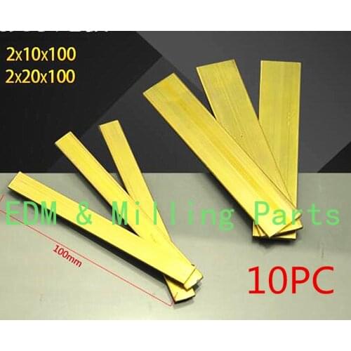 10PC EDM Drilling Machine Copper Brass Electrode Tubes 2X10X100mm 2X20X100mm For CNC Sparks Machine Service