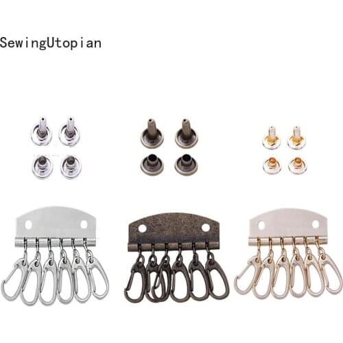 10PCS Metal Leather Craft DIY Pure Brass Key Row Rivet Hook Patchwork Sewing DIY Key Holders for Leather Bag Accessories Tools