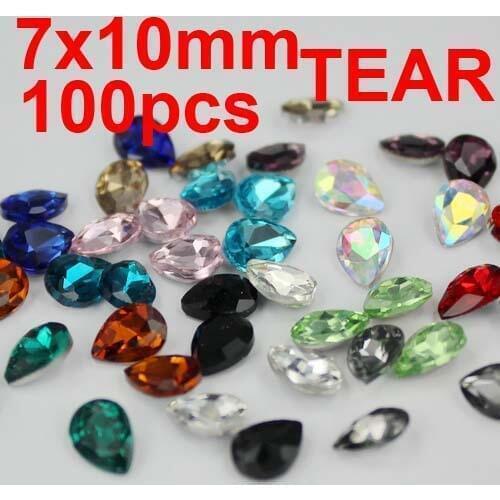 100pcs 7x10mm Crystal Rhinestones Tear Shape Beads Many Colors Perfect Stones For Nail Art And Phone Case Diy Decorations