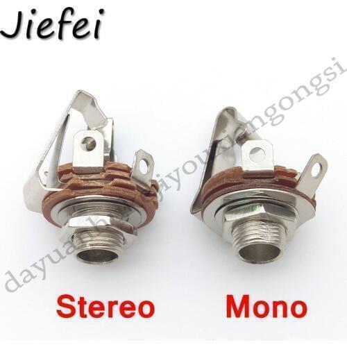 20-200Pcs 2 Pole Mono / 3 Pole Stereo Plug jack with Switch Audio Female Connector 6.35mm 6.3mm 1/4" Welding Type Panel Socket