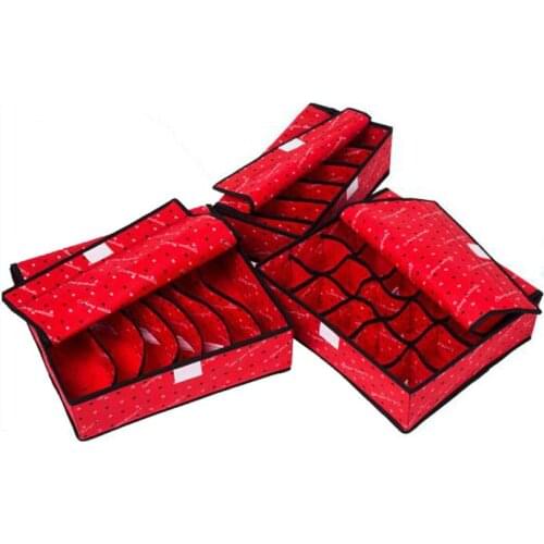3SETS / LOT 8 Colors Print Foldable Cover With Grid Underwear Socks Nonwoven Bras Socks Storage Box 3PCS / SET