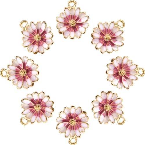 5Pcs Alloy Enamel Sakura Flower Pendant Charms For DIY Earring Dangle Necklace Findings Jewelry Making Accessories