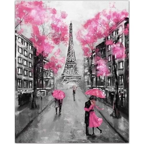 5D DIY Diamond Embroidery Iron Tower Full Square Diamond Painting Street Scenery Couple Room Decor Diamond Cross Stitch Mosaic