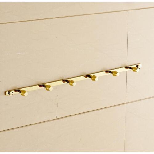 6 hooks gold finished bathroom robe hooks,coat racks,clothes hooks bathroom hardware accessories