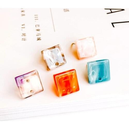 Multicolors 12mm Square Stud Earring Simple Style for Women DIY Jewelry Accessories Handmade Materials 6pcs
