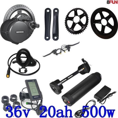 BBS02B 36V 500W Mid Motor With Lock Battery 36V 20AH E-Bike LG Cell Motor Kits For Electric Bicycle Bafang with charger