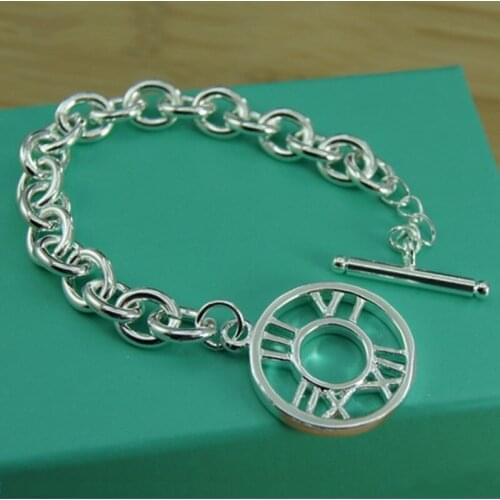 BABYLLNT 925 Sterling Silver Round Roman Numerals Pendant Bracelet For Woman Charm Wedding Engagement Fashion Party Jewelry Gift