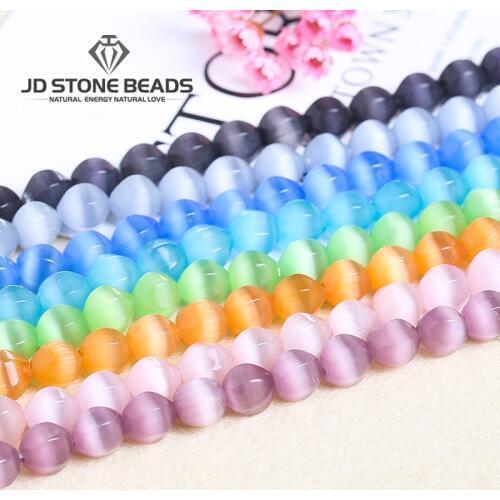 Wholesale Real Faceted Cat Eye Beads 8MM Loose Beads White Opal DIY Charm Beads For Jewelry Making Bracelet Accessories
