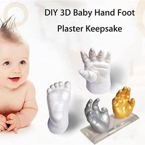 Baby Handprint Footprint Kit 3D Plaster Casting Keepsake Newborn Baby Handprint Footprint Inkless Non-Toxic Touch DIY Photo