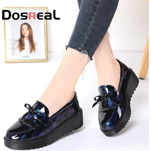 Dosreal 2020 Autumn Women Patform Flats Slip-on Fringe Style Fashion Shoes For Females Casual Shoes Bling Girls Footwear