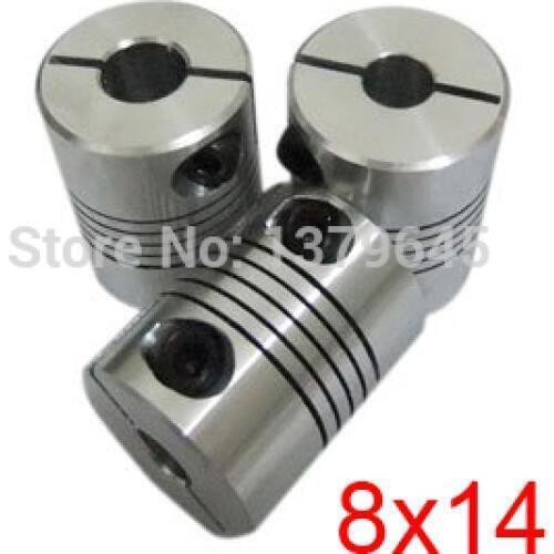 5pcs/lot Coupler 8mm to 14mm Flexible Shaft Coupler 8x14mm Flex Clamp Shaft Coupling Connector Diameter 32mm Length 40m