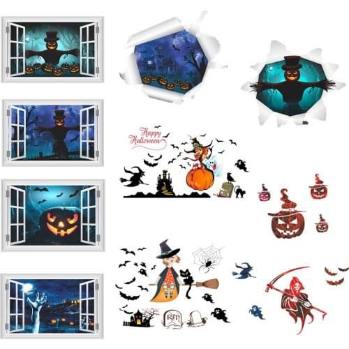 Creative terror effect Halloween style wallpaper stickers festival decoration 3D ghost wall decals Halloween home decor murals