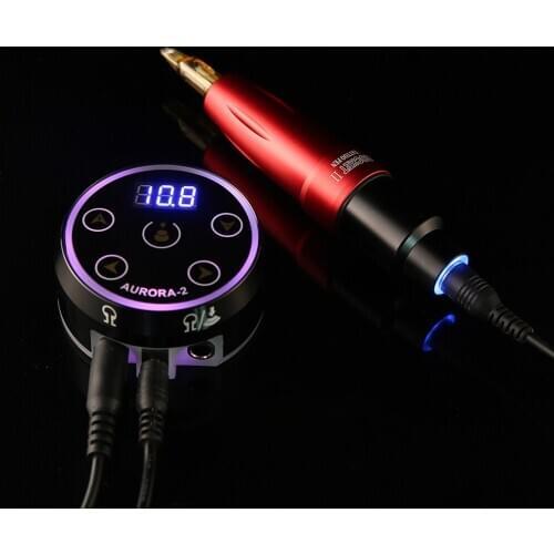Powerful pen Rocket II tattoo machine LED light and Aurora2 power supply set