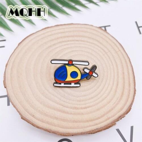 Cartoon Cute Color Airplane Helicopter Enamel Pins Fun Toys Alloy Brooch Badge Clothes Accessories Sweet Jewelry Gift For Friend