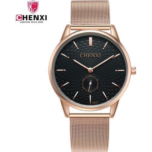 CHENXI Brand New Fashion luxurious Wristwatches Men Handsel Rose Gold Band men Dress Watches Quartz waterproof Watch Gift clock