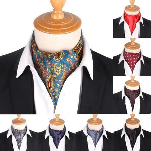 Paisley Men Cashew Tie Wedding Formal Cravat Ascot Scrunch Self British Gentleman Polyester Woven Neck Tie Luxury