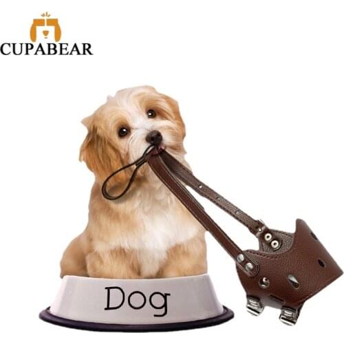 Leather Soft Dog Muzzle Collar Large Samll Pet Anti-bite Adjustable Breathable Bulldog Anti Barking Mouth Cover Accessories