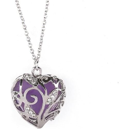 New Magical Crystals Rhinestone Glow In Dark Necklace Luminous Hollow-out Locket Heart Necklaces Pendant Choker Jewelry Necklace