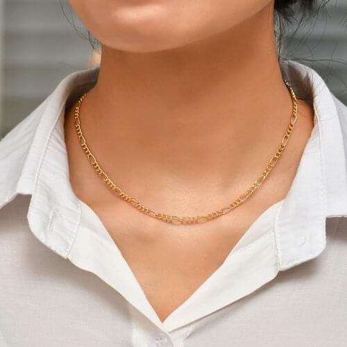 Simple Fashion Figaro Thin Chain Necklace for Women Men Punk Gold Color Metal Choker Necklace Unisex Chain Jewelry Accessories