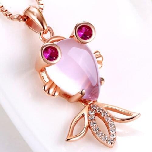 Small goldfish pendant necklace women zircon rhinestone necklace female long chain 45mm jewelry accessories