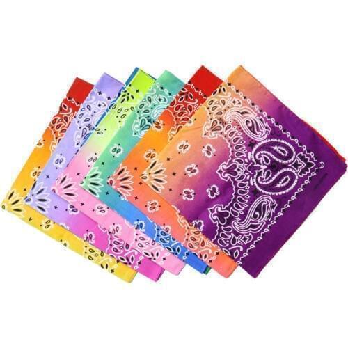 55x55cm Tie Dye Gradient Square Headscarf Bandana For Women Men Hip Hop Hair Scarf Head Wrap Neck Scarf Neckerchief Headband
