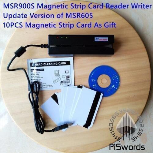 Latest MSR900s update version of MSR900 msr605 Magnetic Strip Card Reader Writer 3-Track Hi-Co with cd sdk and 10pcs test card